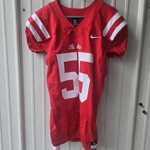 Nike Red Ole Miss #55 Football Jersey with White Accents